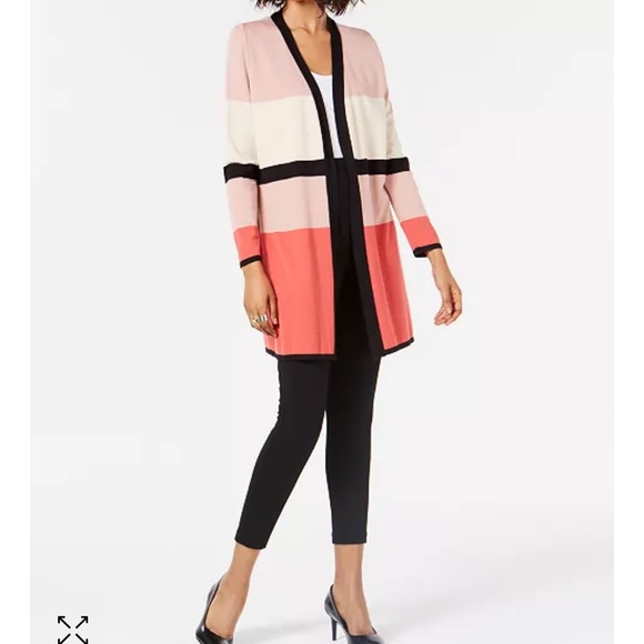 ALFANI Color Blocked Cardigan Pink Petite Small PS SP $80 NWT - Picture 2 of 4